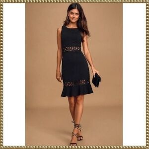 NWT Lulus Black Crochet Lace Cutout Sleeveless Dress Medium